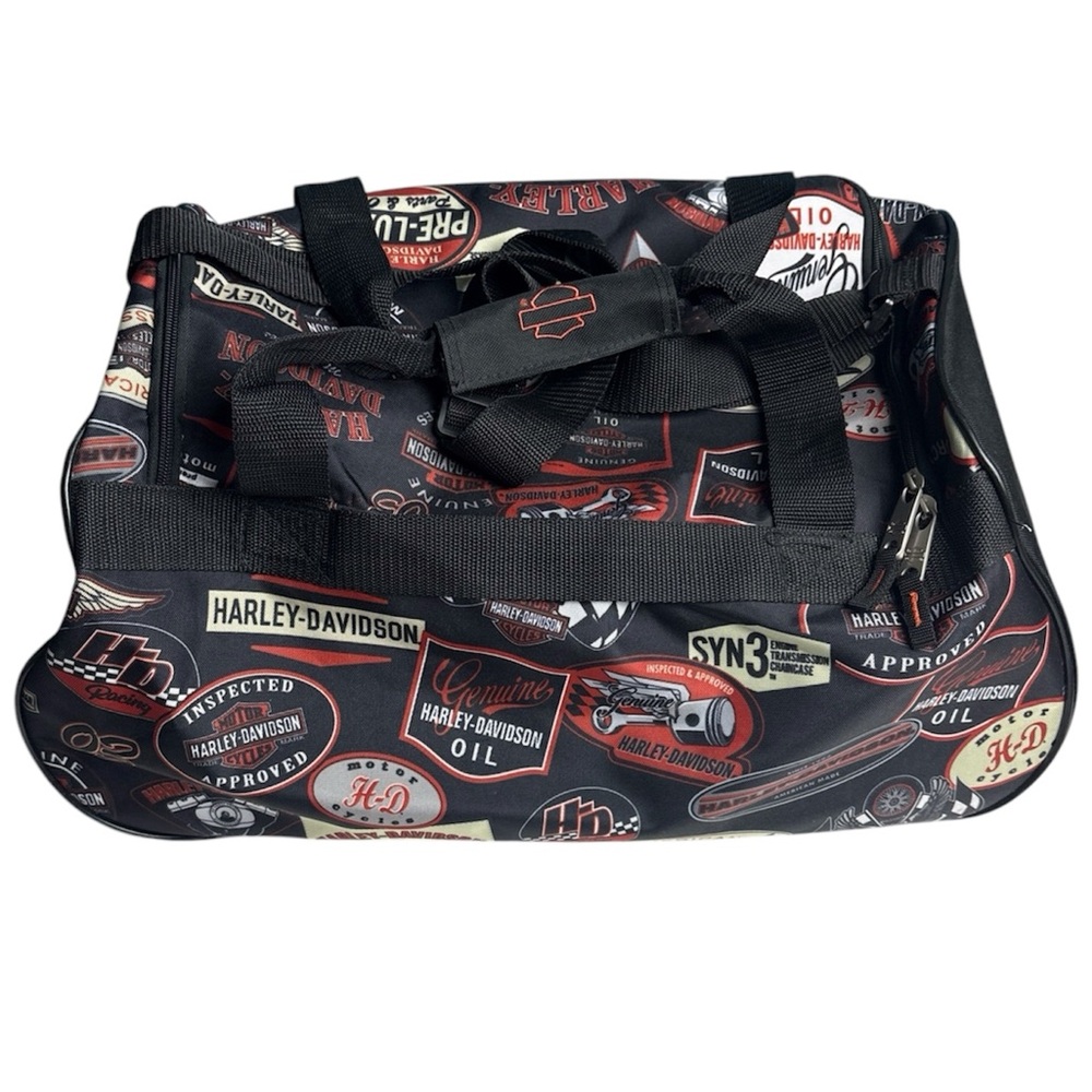 Harley Davidson Motorcycle Duffel Bag Black Orange Nylon Travel Bag Biker Travel